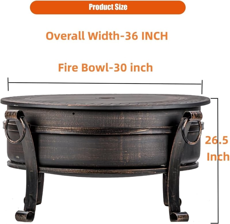 3-in-1 Outdoor Fire Pit with Grill, Lid, and Cover