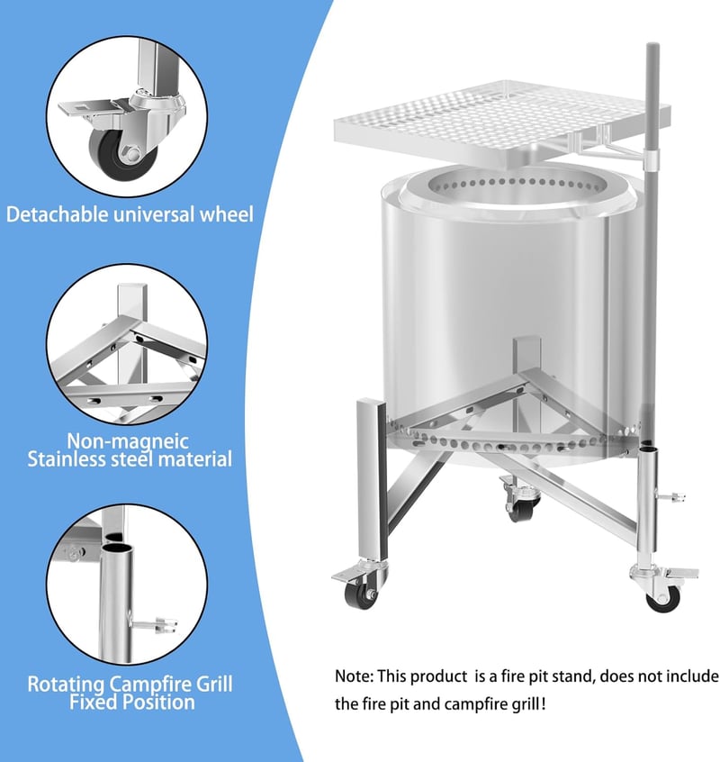 Stainless Steel Fire Pit Stand for 15-27