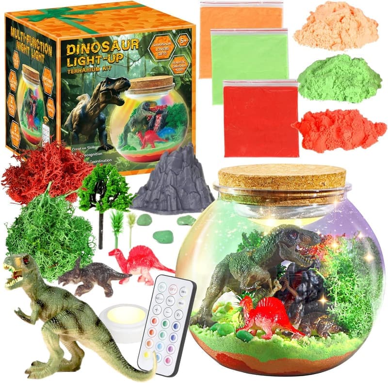 Dinosaur Terrarium Craft Kit - Fun Birthday Gift for Kids Ages 4-8
