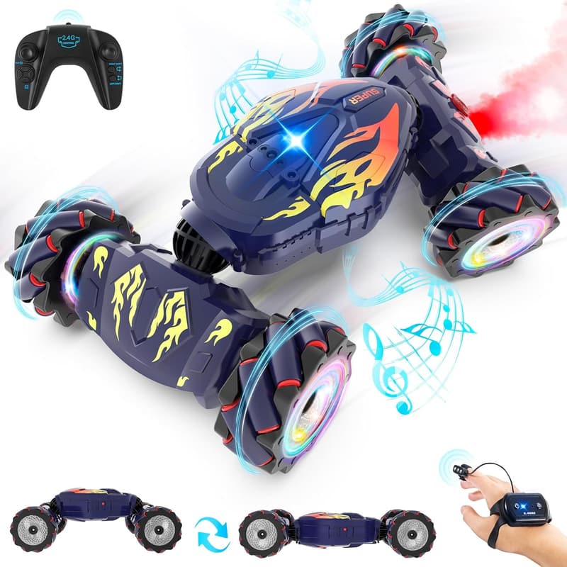 Gesture Sensing RC Stunt Car with Lights & Music for Kids