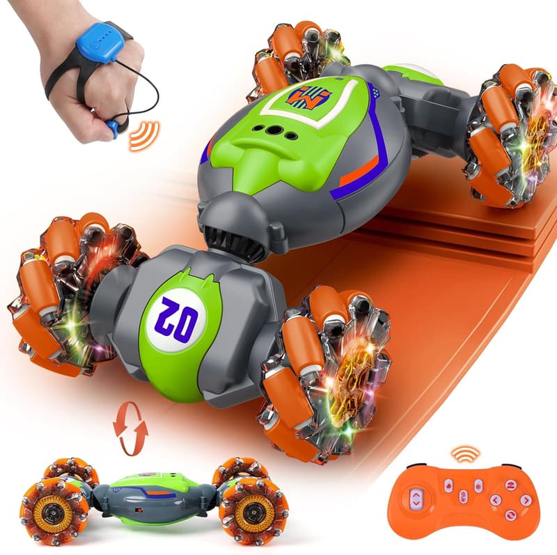 Gesture Sensing RC Stunt Car for Kids Ages 6-12 - Grey Green