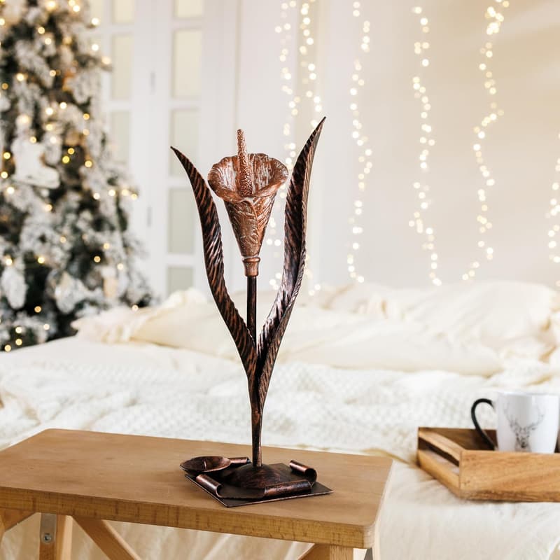 Wedding Candle Holder - Metal Calla Flower Design
