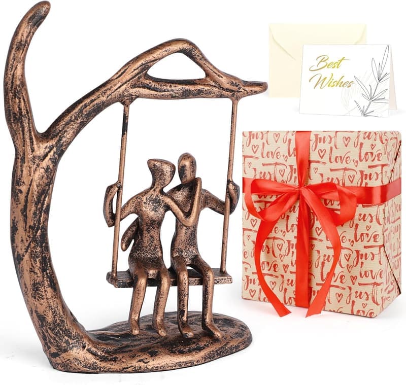 Romantic Couple Statue in Antique Bronze - Anniversary Gift
