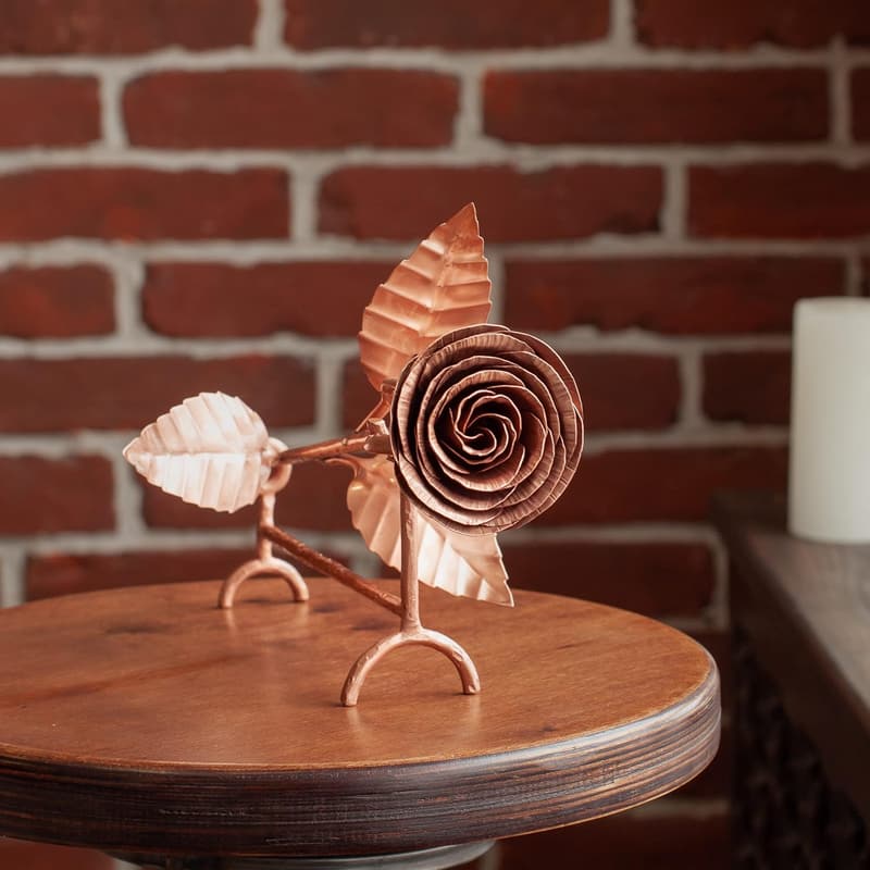 7th Anniversary Copper Rose and Stand Gift for Her