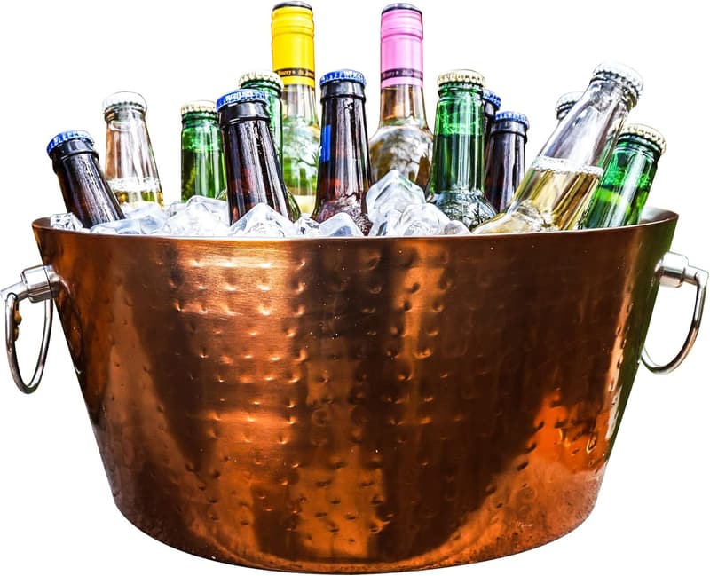 Insulated Rose Copper Ice Bucket for Parties, 12 Quarts