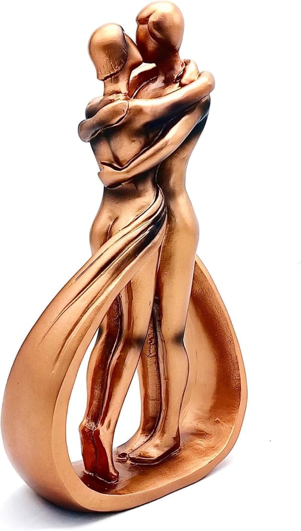 Wedding Anniversary Resin Couple Sculpture - Antiqued Copper 10