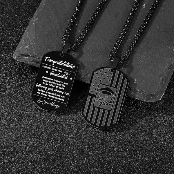 Class of 2025 Graduation Necklace for Men - American Flag Pendant