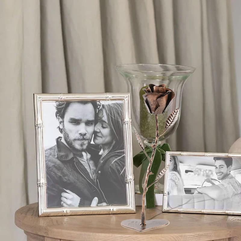 7th Anniversary Handcrafted Copper Rose Gift for Wife
