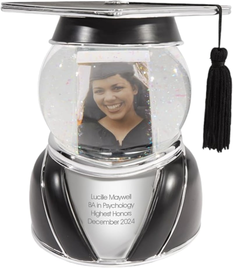 Personalized Graduation Cap Musical Snow Globe with Customization
