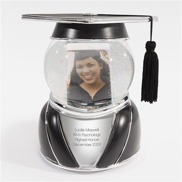 Personalized Graduation Cap Musical Snow Globe with Customization