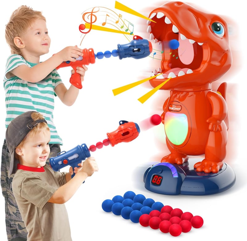 Dinosaur Shooting Game Set for Kids with LED & Sound Effects