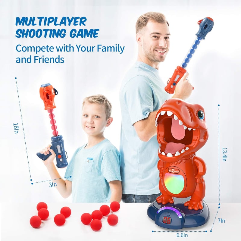 Dinosaur Shooting Game Set for Kids with LED & Sound Effects