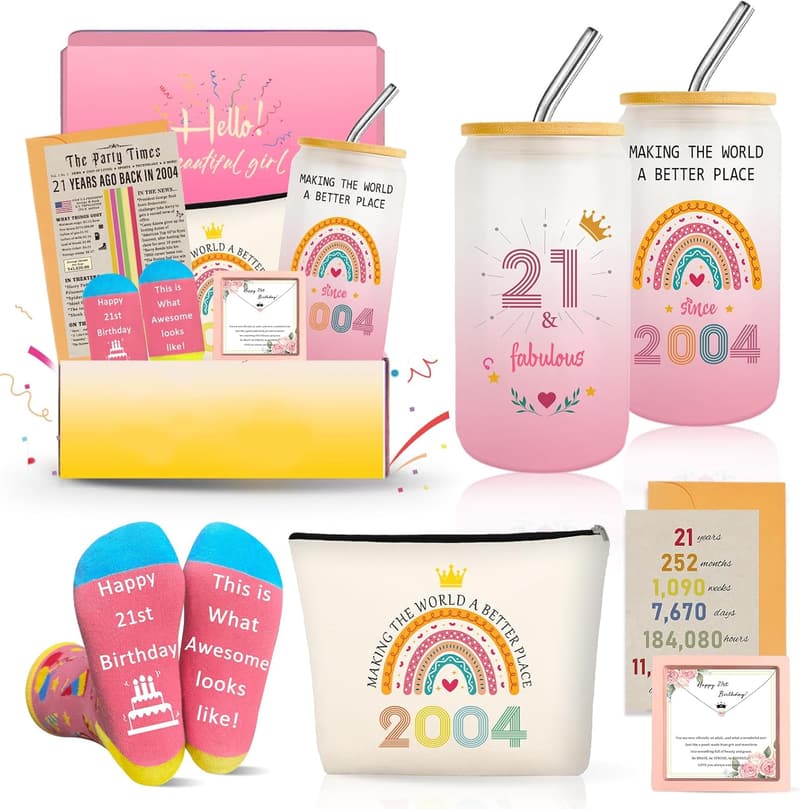 21st Birthday Gifts for Women – Fun 2004 Decorations Basket