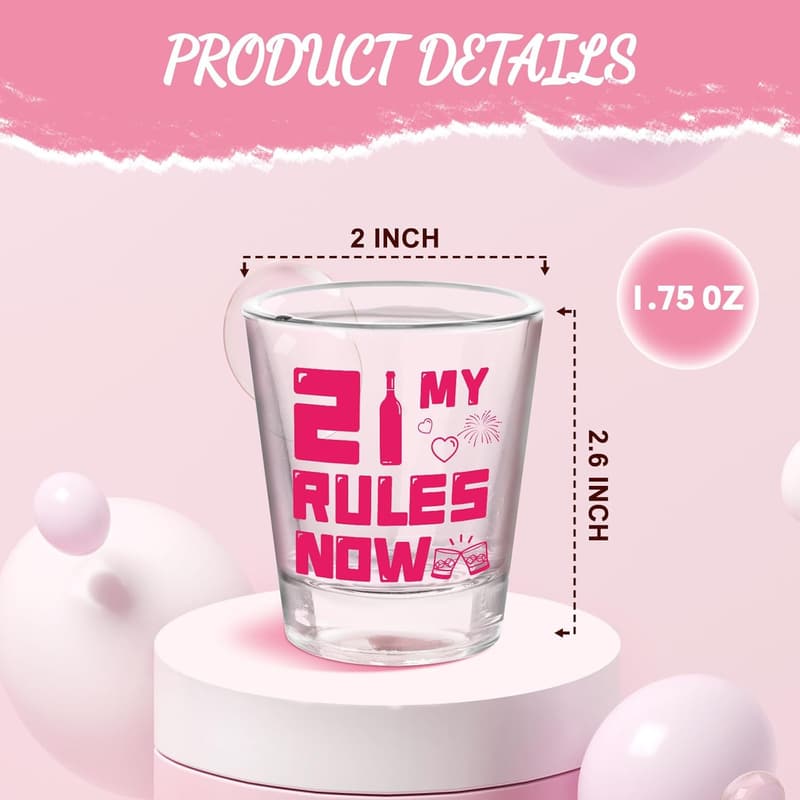 21st Birthday Unique Pink Shot Glass for Her