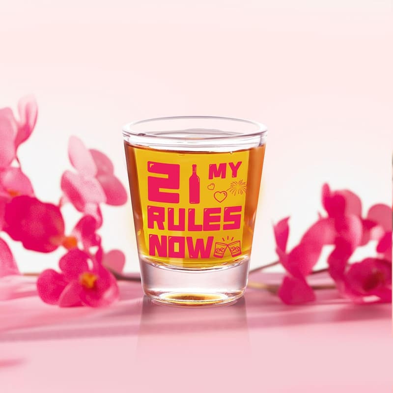 21st Birthday Unique Pink Shot Glass for Her
