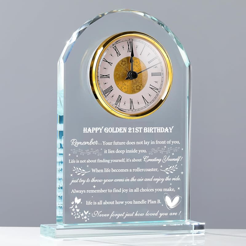 21st Birthday Personalized Crystal Clock Gift for Him/Her