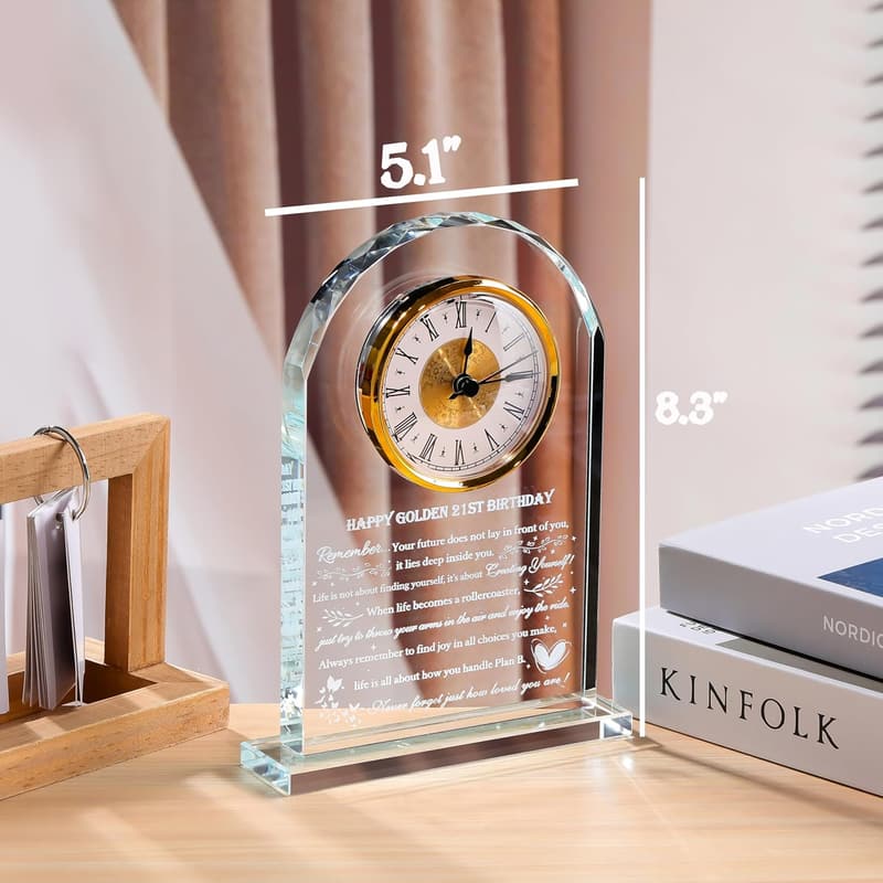 21st Birthday Personalized Crystal Clock Gift for Him/Her
