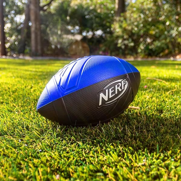 Blue Nerf Pro Grip Football - Classic Foam Easy Catch Toy for Kids