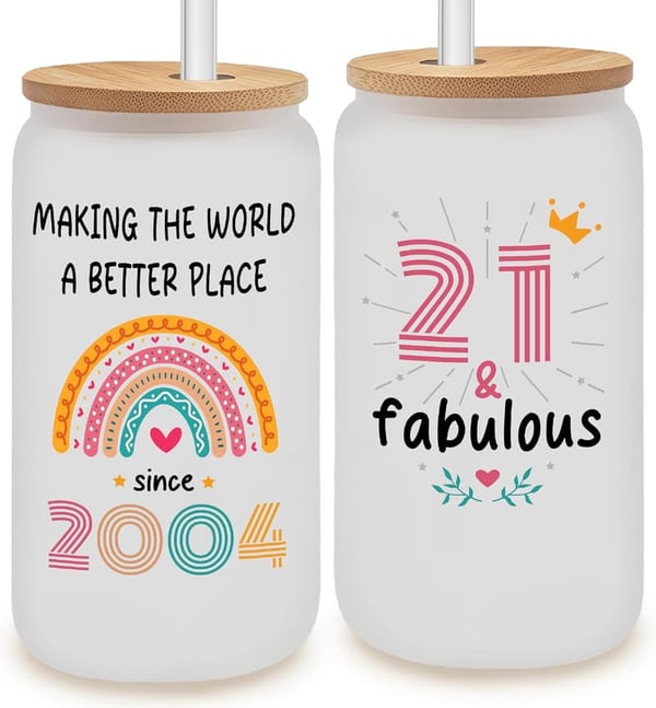 21st Birthday Frosted Glass Gift for Her or Him