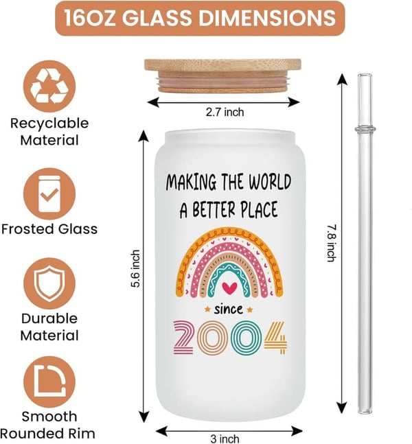 21st Birthday Frosted Glass Gift for Her or Him