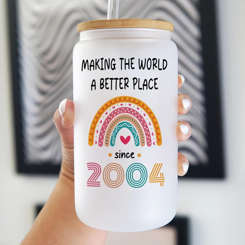 21st Birthday Frosted Glass Gift for Her or Him