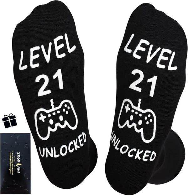 21st Birthday Funny Socks for Male Gamers