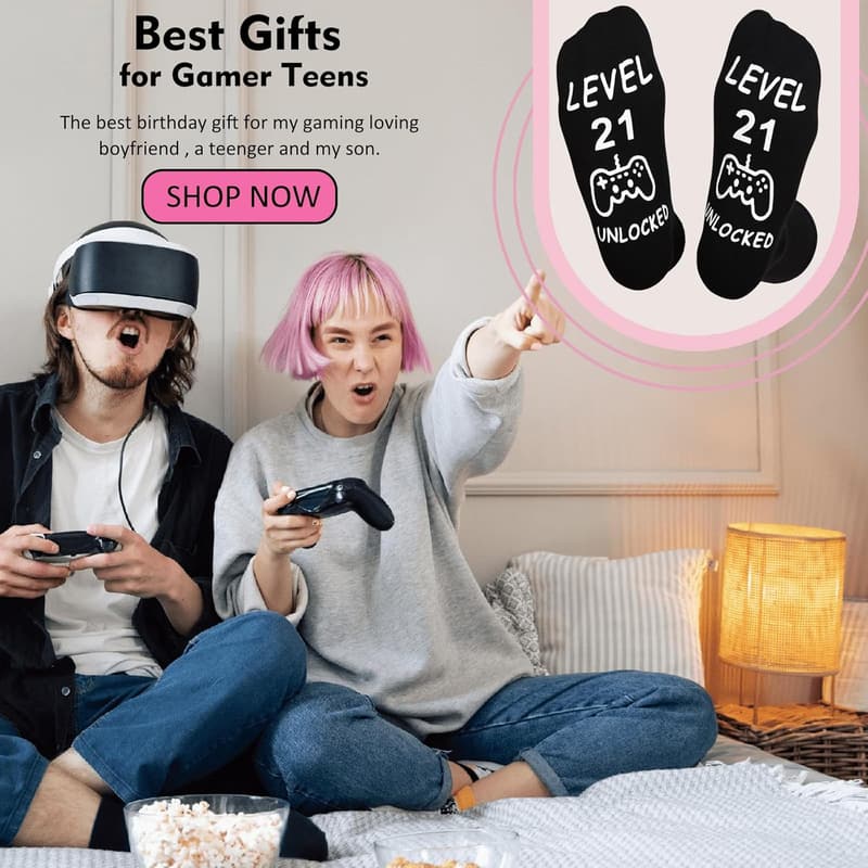 21st Birthday Funny Socks for Male Gamers