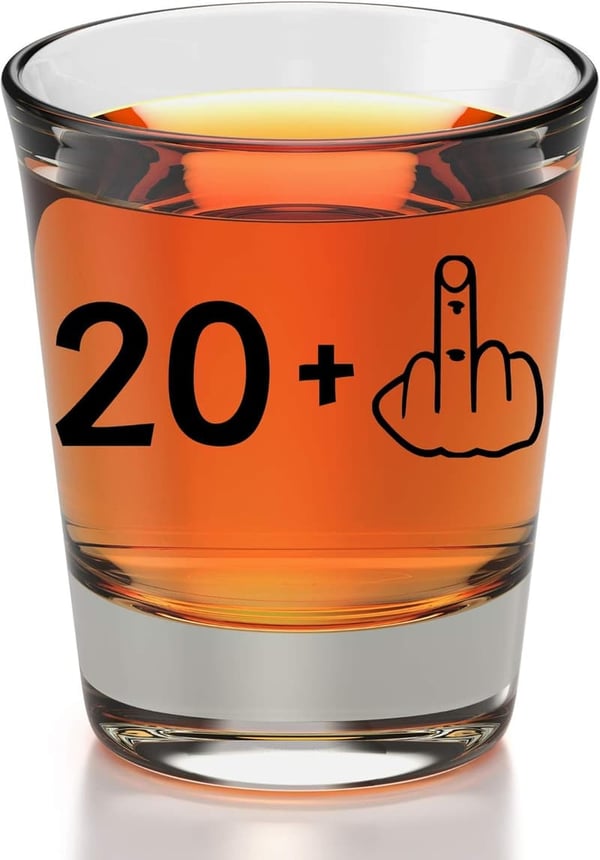 21st Birthday Funny Shot Glass - Scratch Resistant & Dishwasher Safe