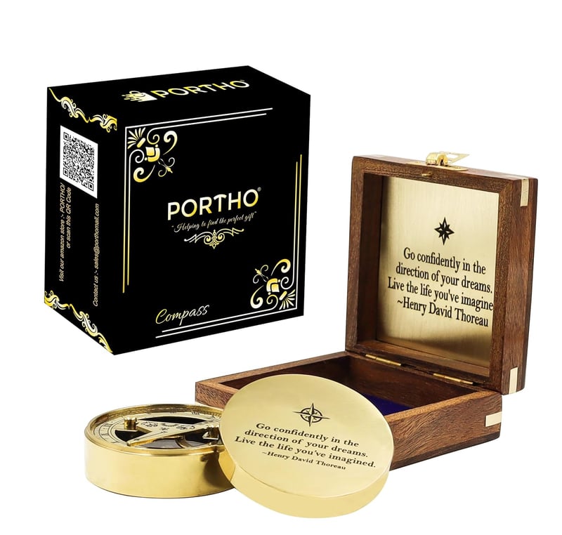 Graduation Sundial Compass in Wooden Box - Inspirational Gift