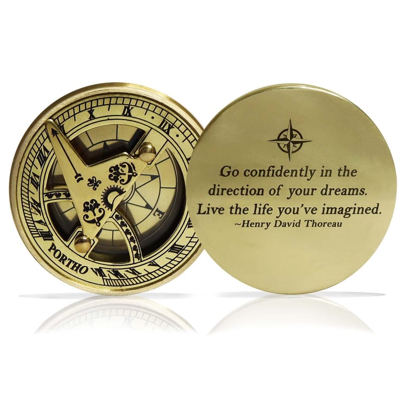 Graduation Sundial Compass in Wooden Box - Inspirational Gift