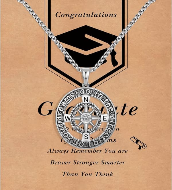 2025 Graduation Compass Necklace for Men - Gift for Son, Grandson, Friend