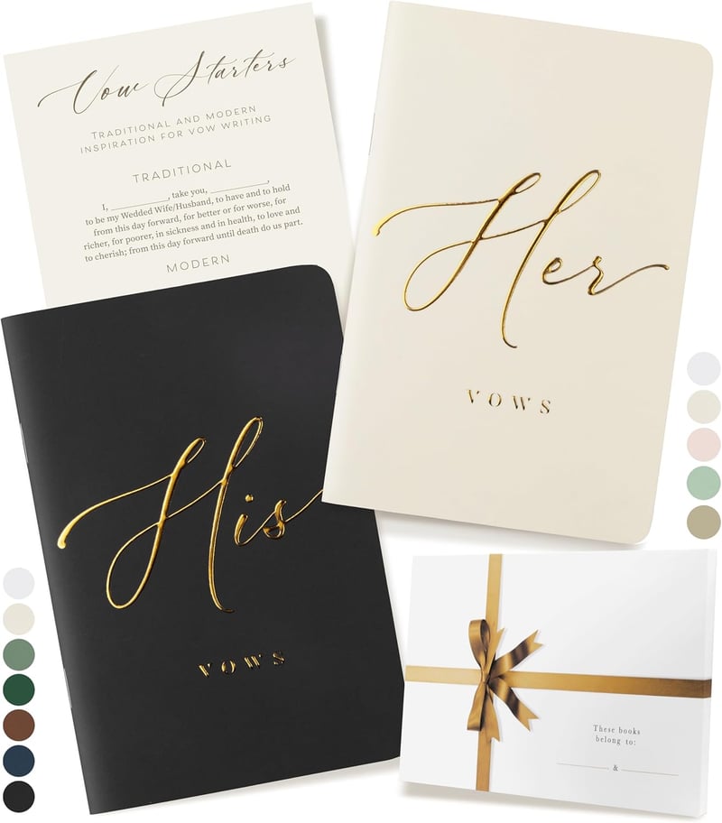 Wedding Vow Book for Couples – Soft Touch, Gold Foil, 28 Pages