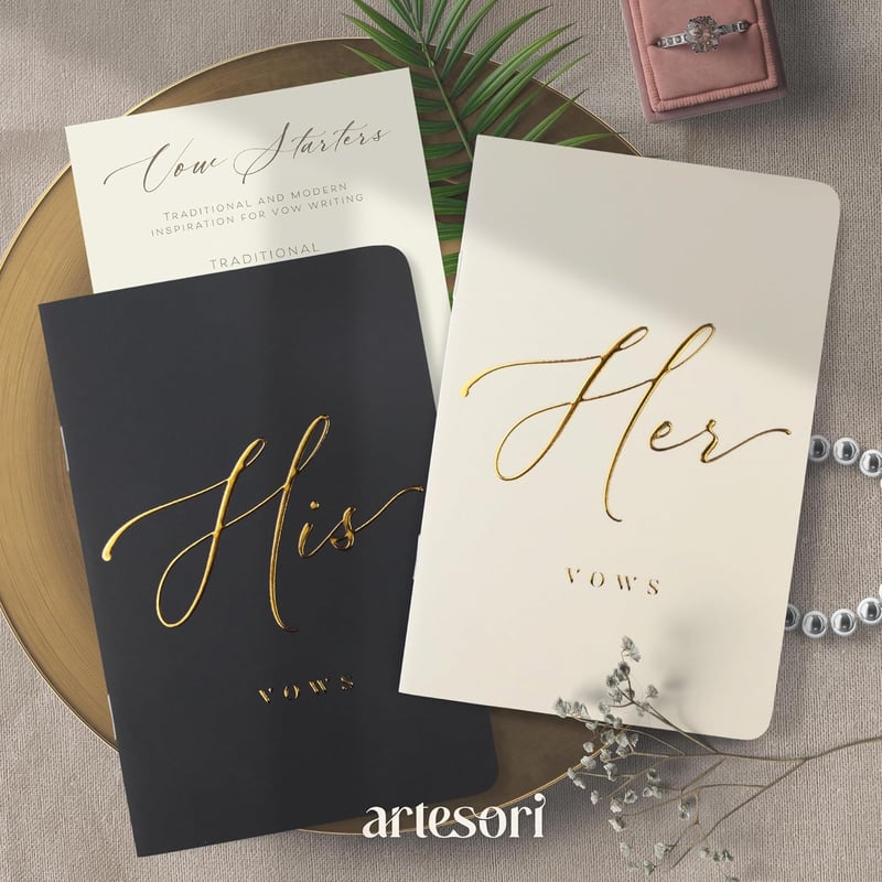 Wedding Vow Book for Couples – Soft Touch, Gold Foil, 28 Pages