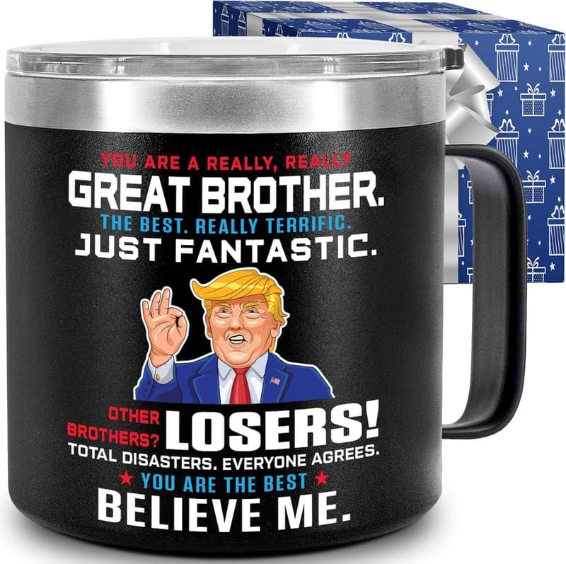 Funny Insulated Coffee Mug for Brother - 14oz Stainless Steel