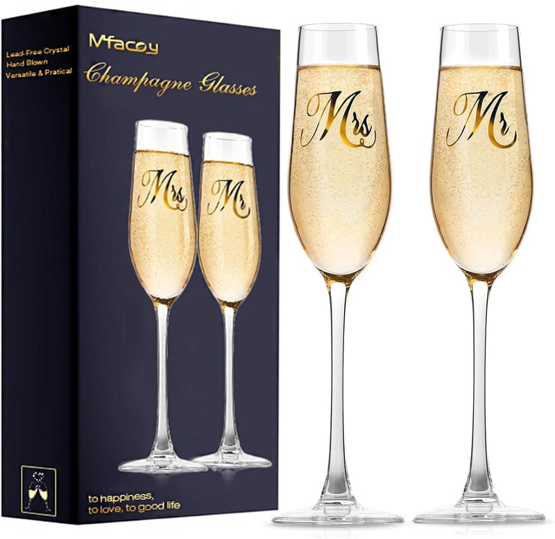 Mr. & Mrs. Champagne Flute Set - Wedding Toasting Glasses