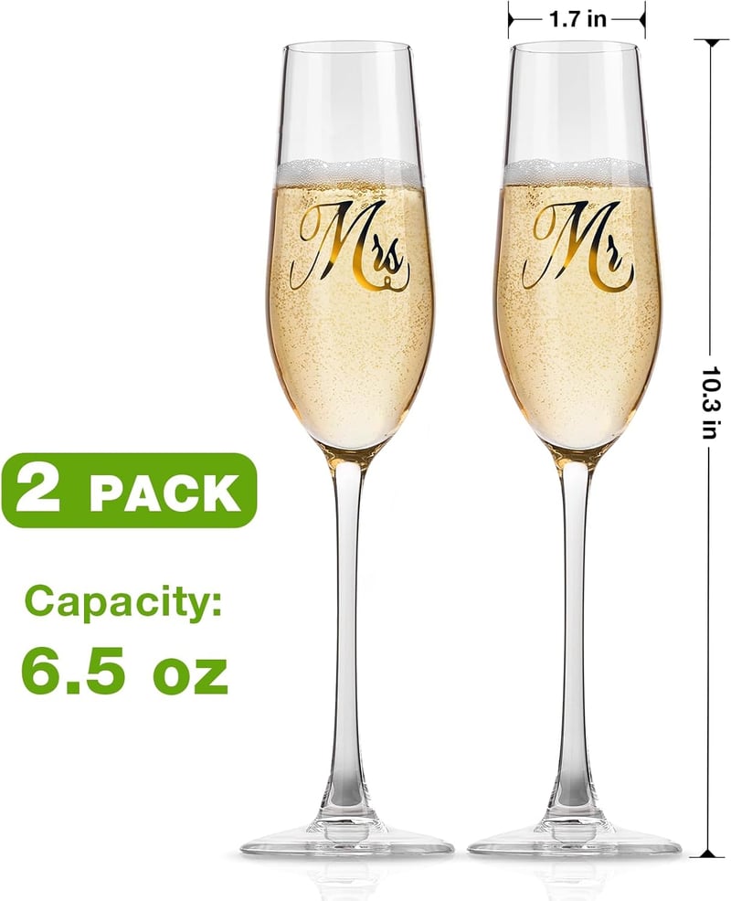 Mr. & Mrs. Champagne Flute Set - Wedding Toasting Glasses