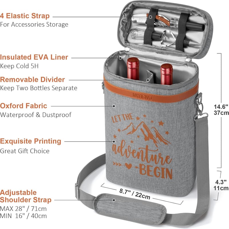 Engagement Wine Tumblers Set with Insulated Tote & Accessories