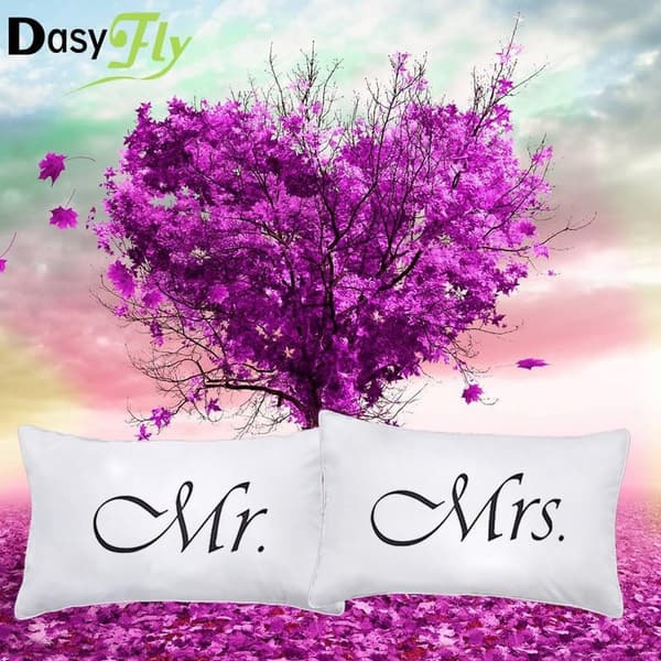 Romantic Mr. & Mrs. Pillowcases for Couples' Anniversary