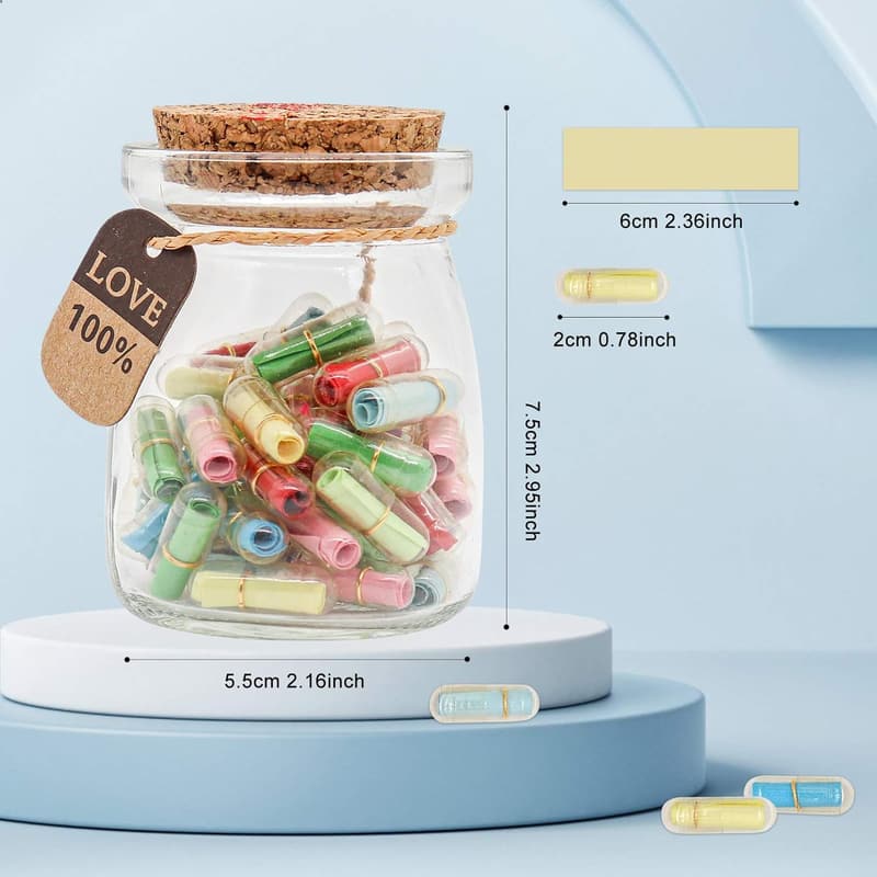 Love Letter Capsule Messages in a Bottle - 50pcs Gift Set