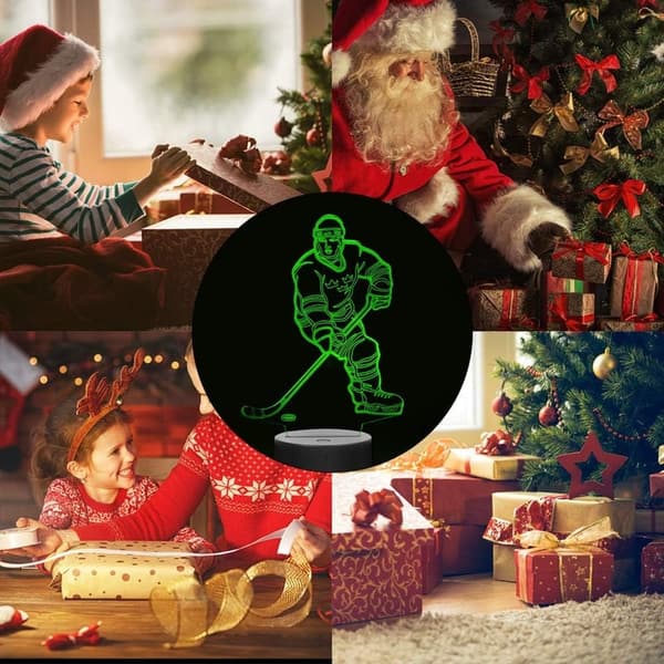 Hockey Player Night Light - 3D Color Changing Lamp for Kids