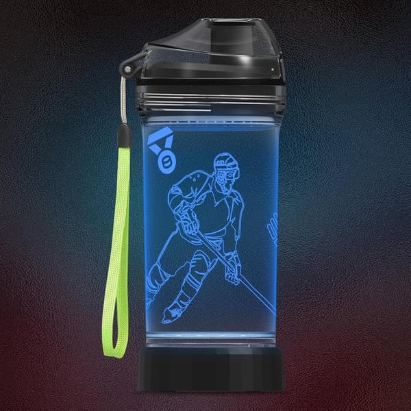 Light Up 3D Hockey Player Water Bottle - Kids' Drinking Cup 14oz
