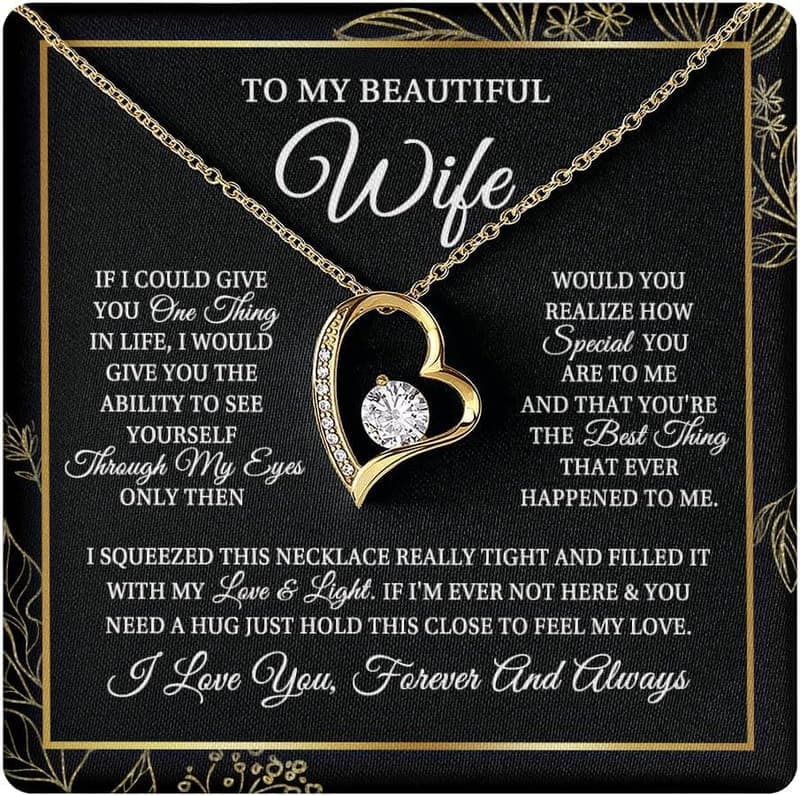 Wife Birthday Necklace with Customized Message Card