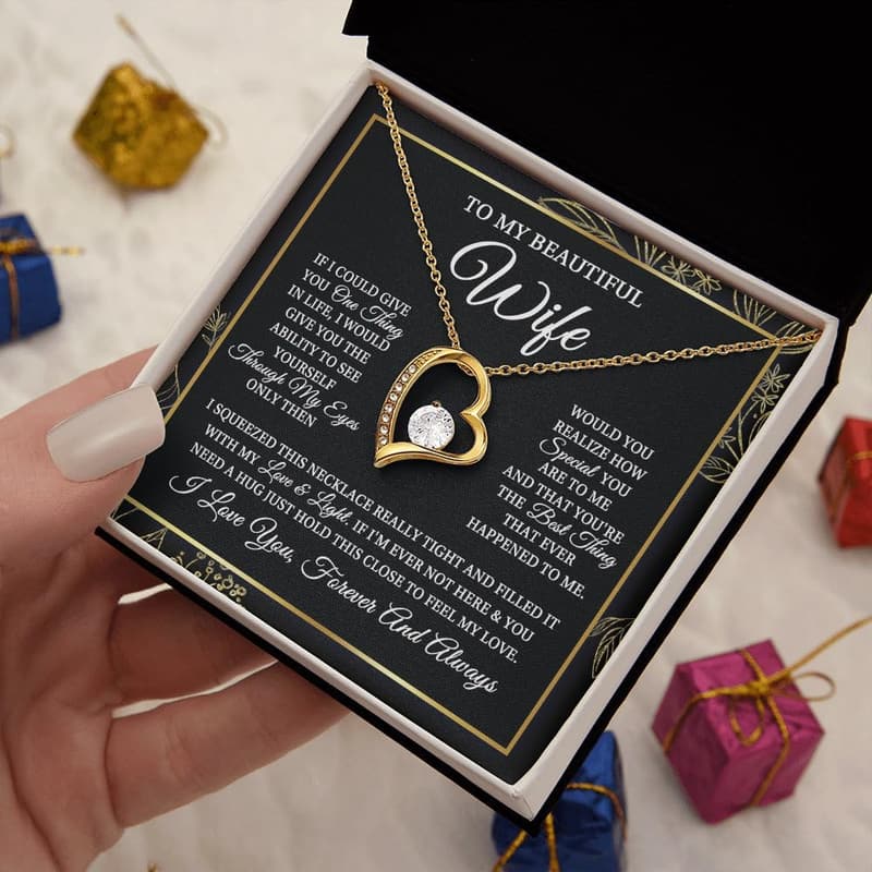 Wife Birthday Necklace with Customized Message Card