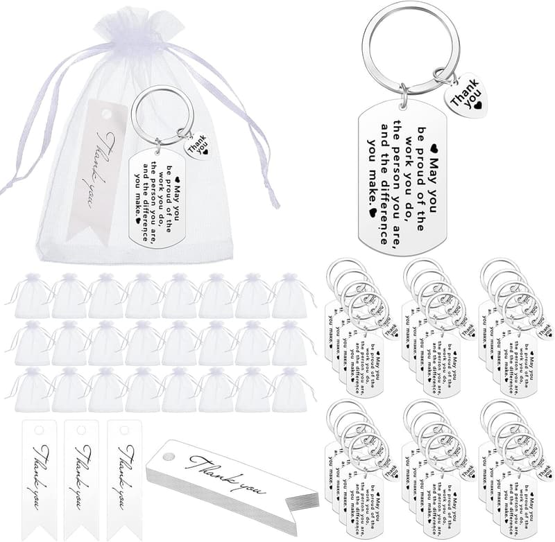 Employee Appreciation Keychain Gift Set with Cards - 72 Pcs