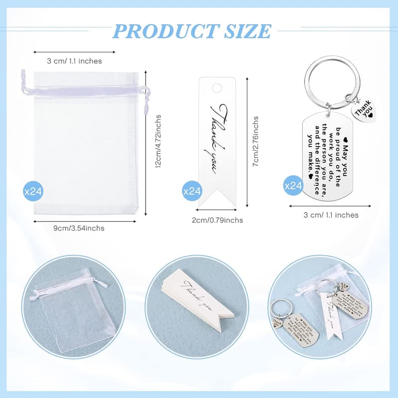 Employee Appreciation Keychain Gift Set with Cards - 72 Pcs