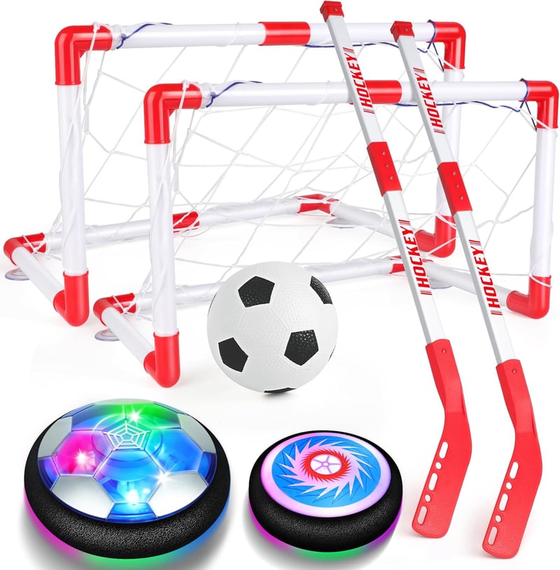 Hover Soccer & Hockey Set for Kids with LED Lights - Holiday Gift