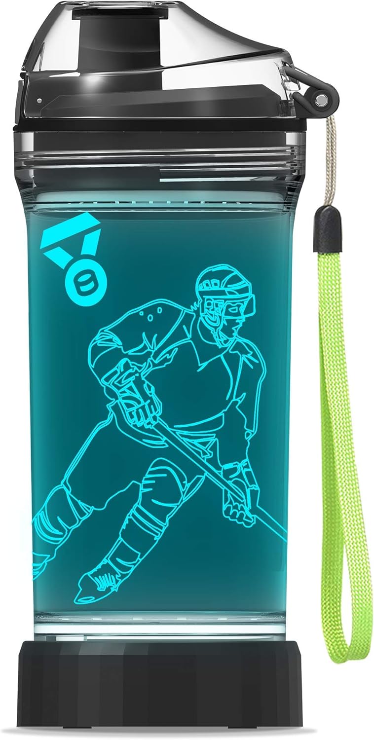 Light Up Water Bottle for Hockey Players - 14 oz Eco-Friendly