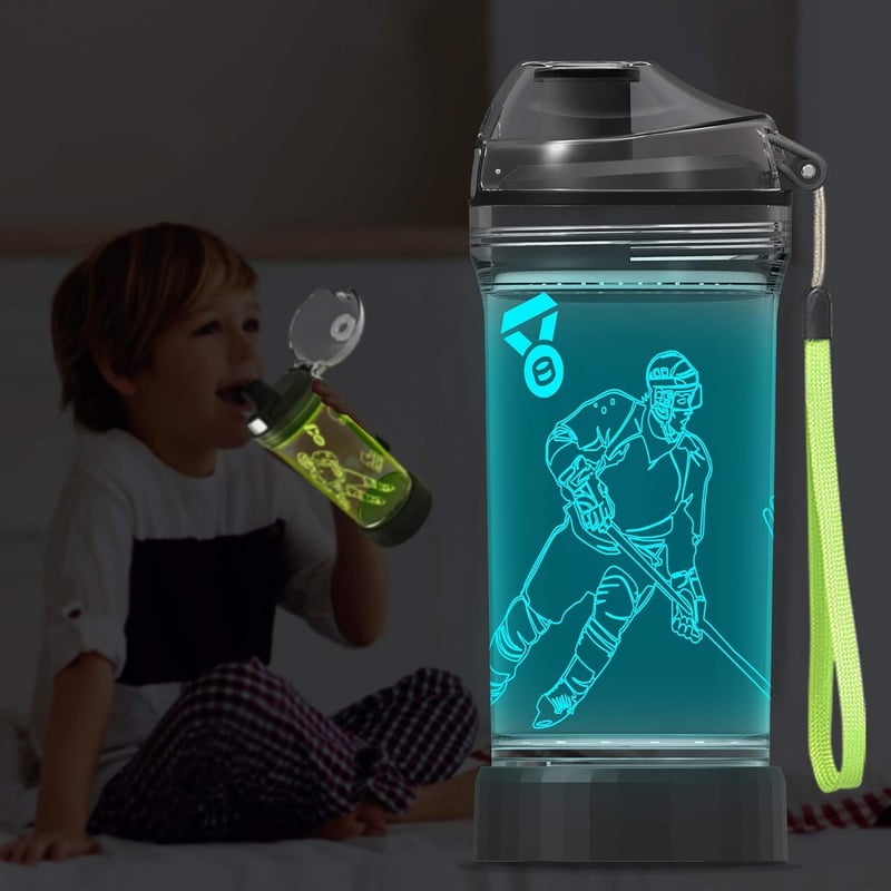Light Up Water Bottle for Hockey Players - 14 oz Eco-Friendly