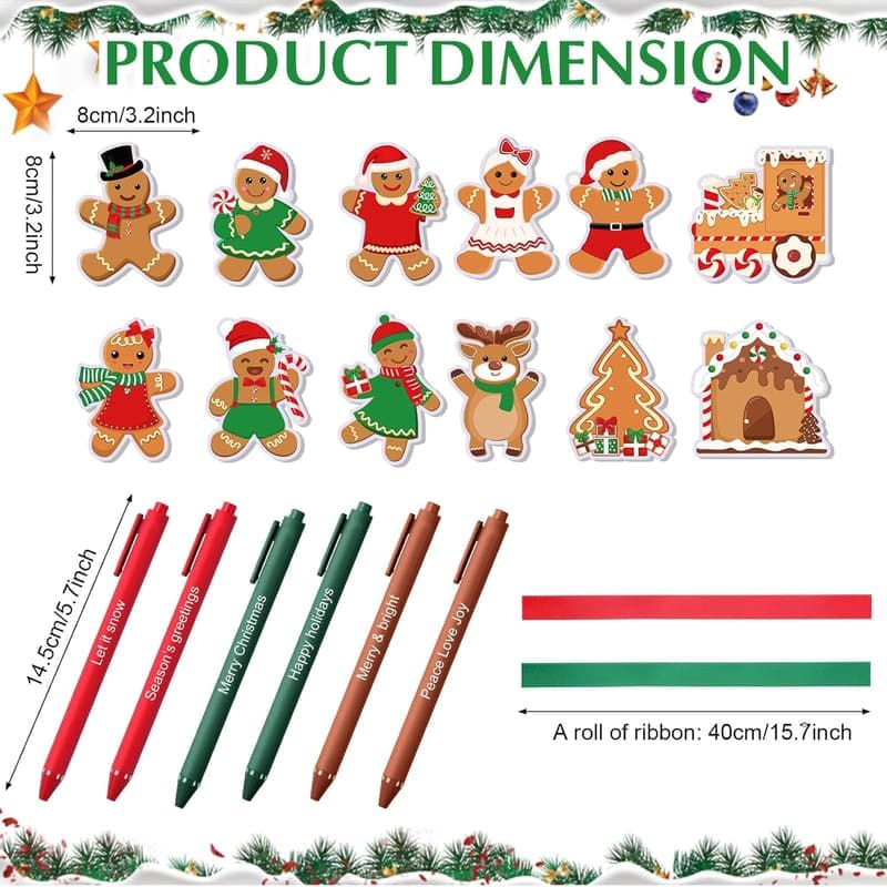 Christmas Sticky Note & Pen Set with Ribbons - 24 Packs