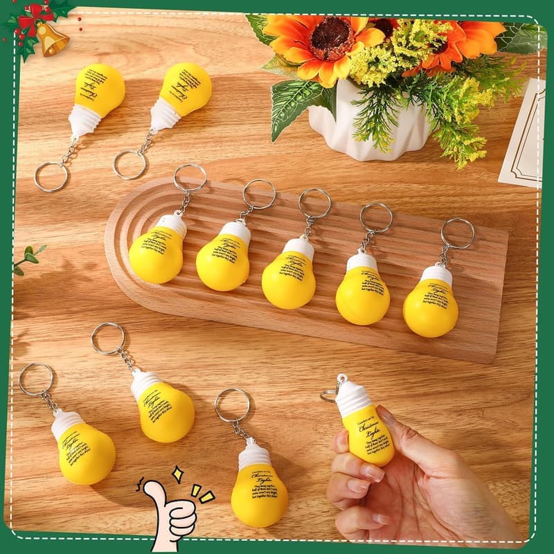 Christmas Coworker Gift Set - 25 Lightbulb Stress Ball Keychains